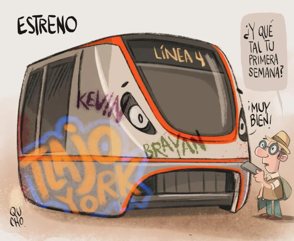 Cartón de Qucho sobre la Línea 4