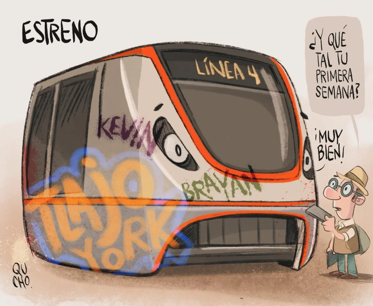 Cartón de Qucho sobre la Línea 4