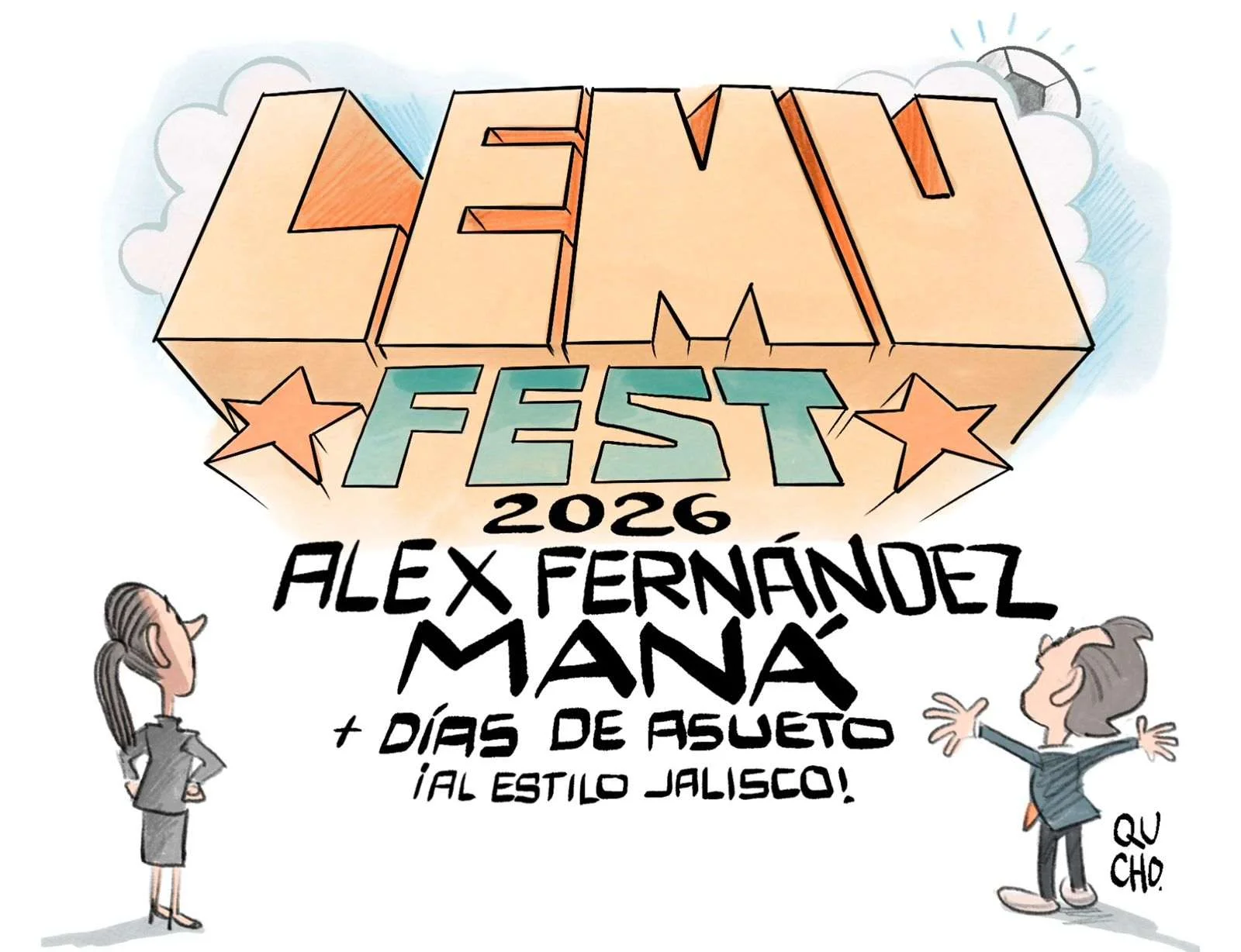 Cartón de Qucho Monero sobre el Lemu Fest
