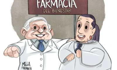 Qucho Monero dedica su cartón a las farmacias del Bienestar