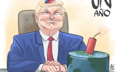 Cartón de Qucho Monero sobre Donald Trump