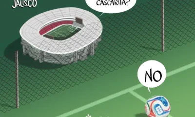 Cartón de Qucho sobre el Estadio Jalisco