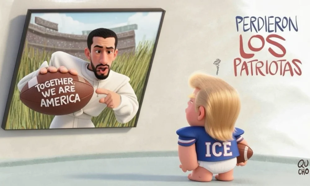 Qucho Monero dedica su cartón al espectáculo de Bad Bunny en el Super Bowl