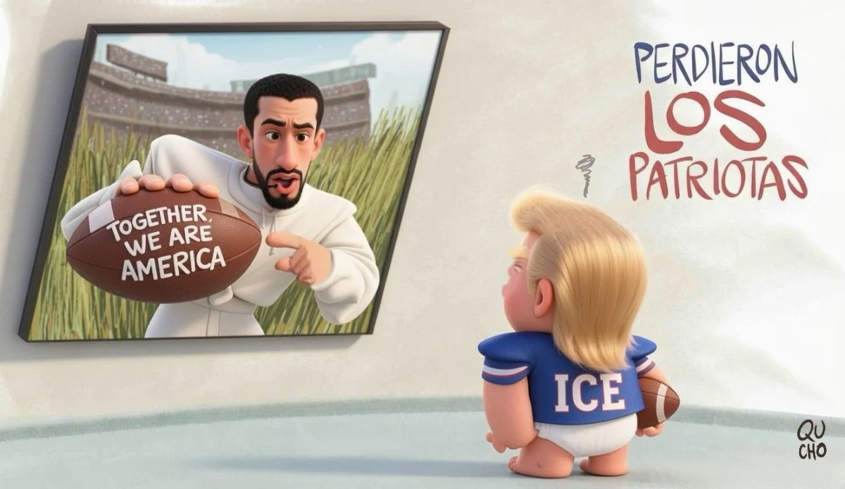 Qucho Monero dedica su cartón al espectáculo de Bad Bunny en el Super Bowl