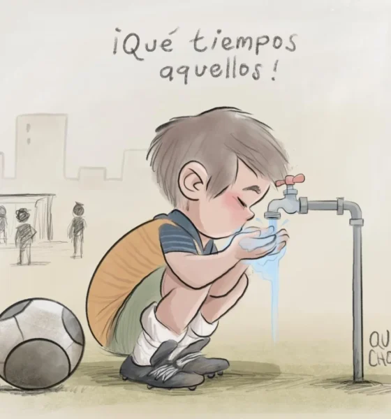 Cartón de Qucho sobre el agua en Guadalajara