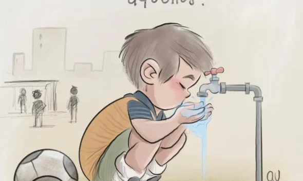 Cartón de Qucho sobre el agua en Guadalajara