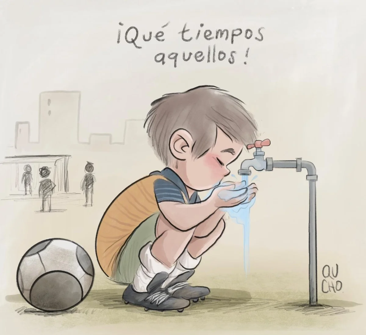 Cartón de Qucho sobre el agua en Guadalajara