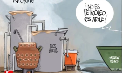 Cartón de Qucho Monero sobre la contaminación de Pemex