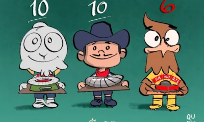 Qucho dedica su cartón a la presentación de los estadios mundialistas