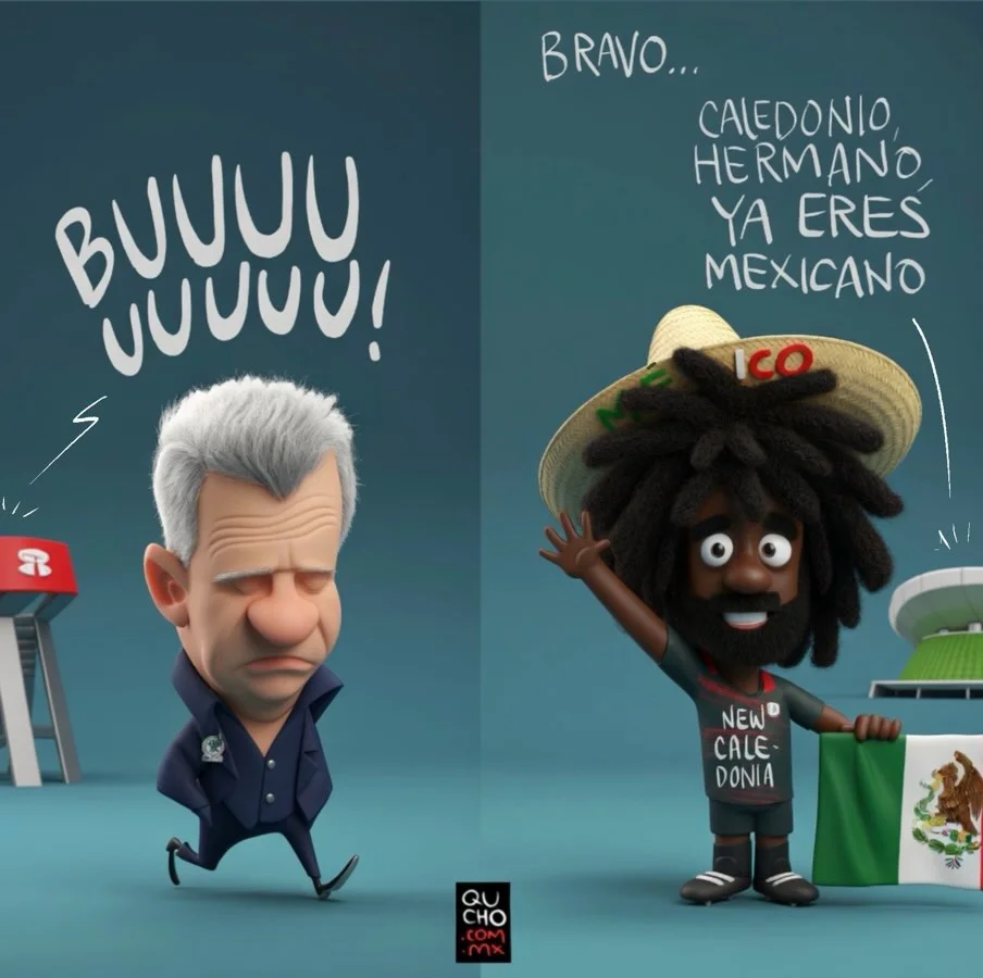 Cartón de Qucho sobre Caledonia