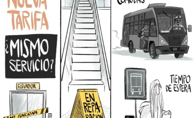 Cartón de Qucho sobre la nueva tarifa del transporte
