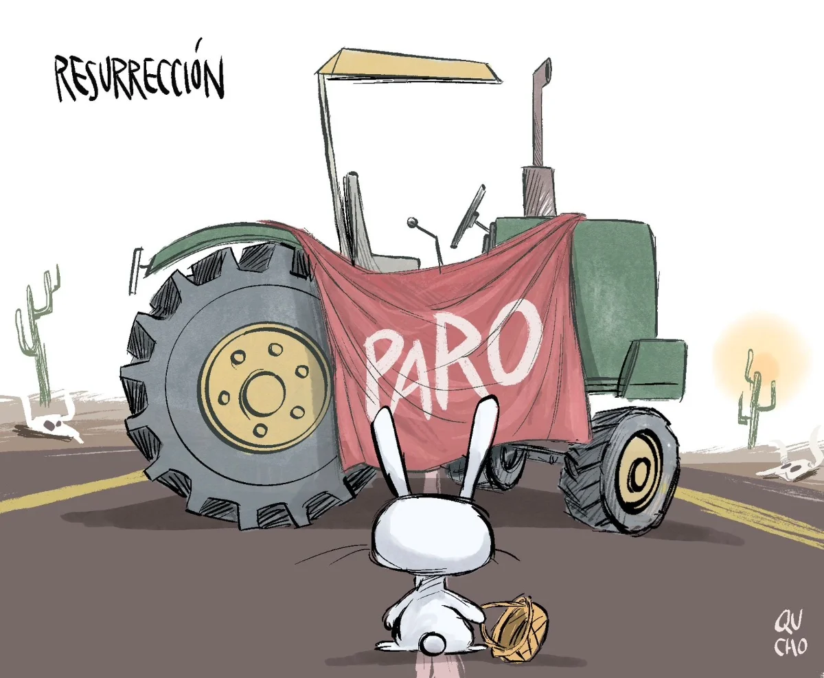 Cartón de Qucho sobre el paro nacional