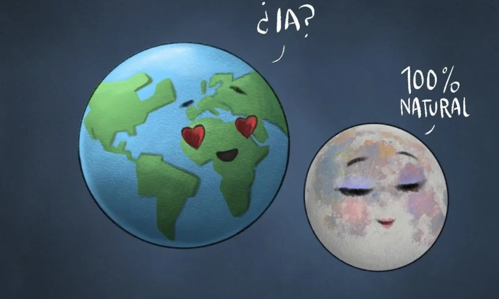 Cartón de Qucho sobre la Luna