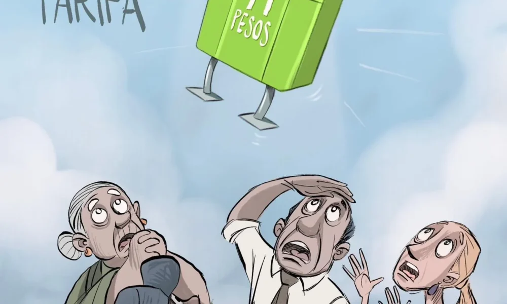 Cartón de Qucho sobre la nueva tarifa del transporte