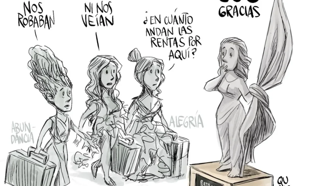Cartón de Qucho sobre Las Tres Gracias