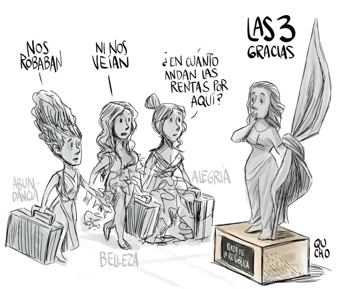 Cartón de Qucho sobre Las Tres Gracias