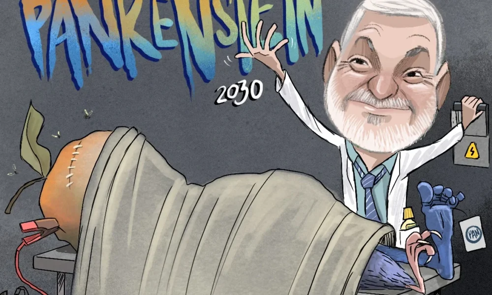 Cartón de Qucho dedicado a Emilio González