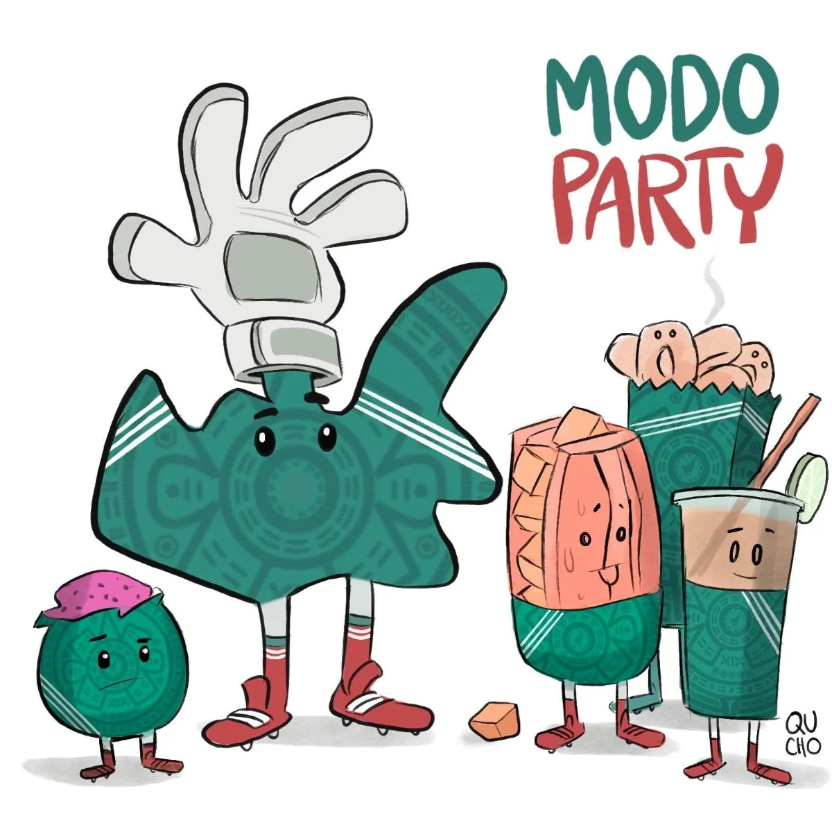 Cartón de Qucho sobre el modo party