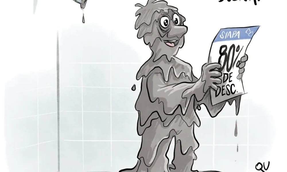 Cartón de Qucho sobre el agua puerca