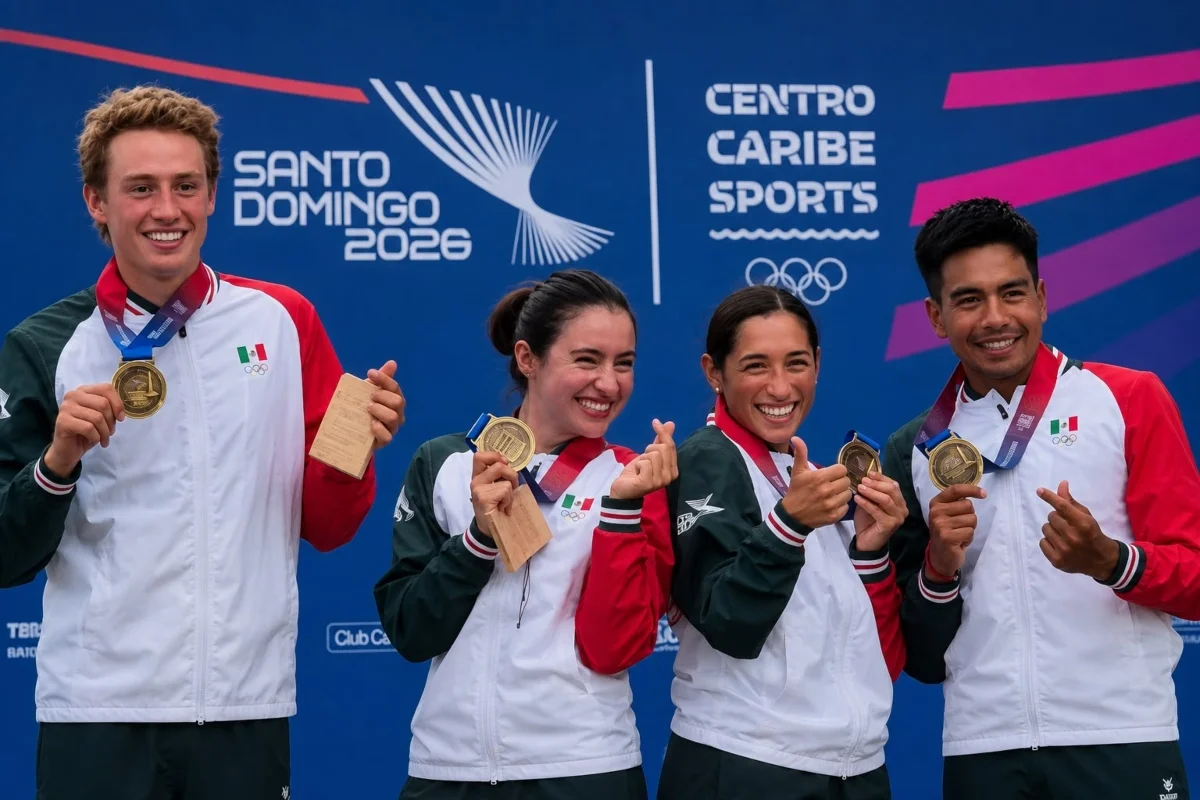 Atletas de Jalisco celebran las ocho medallas obtenidas para México en los Juegos Centroamericanos y del Caribe Santo Domingo 2026.