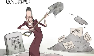 Cartón de Qucho Monero sobre los 43 normalistas
