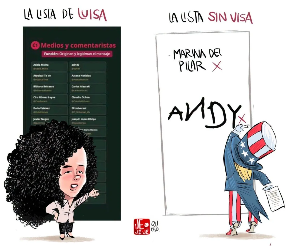 Cartón de Qucho sobre la lista de Luisa María Alcalde