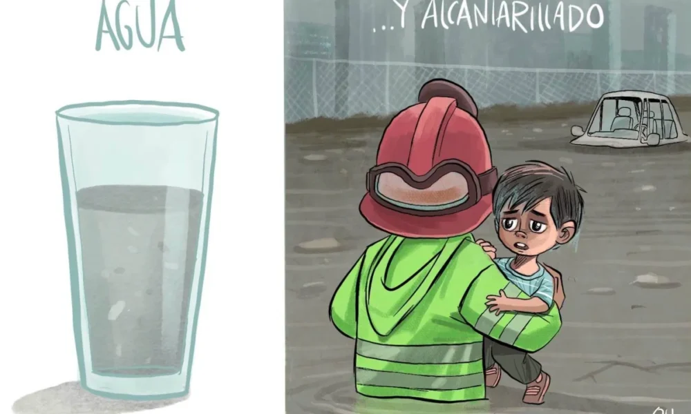 Qucho Monero dedica su cartón a las inundaciones