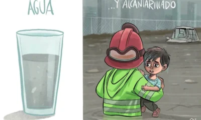 Qucho Monero dedica su cartón a las inundaciones