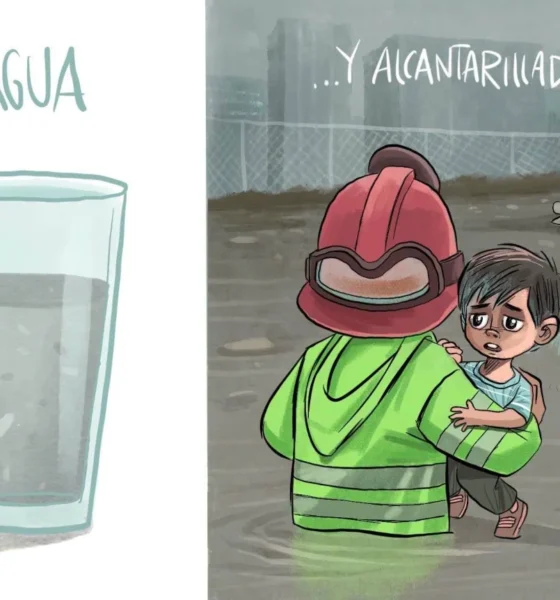 Qucho Monero dedica su cartón a las inundaciones