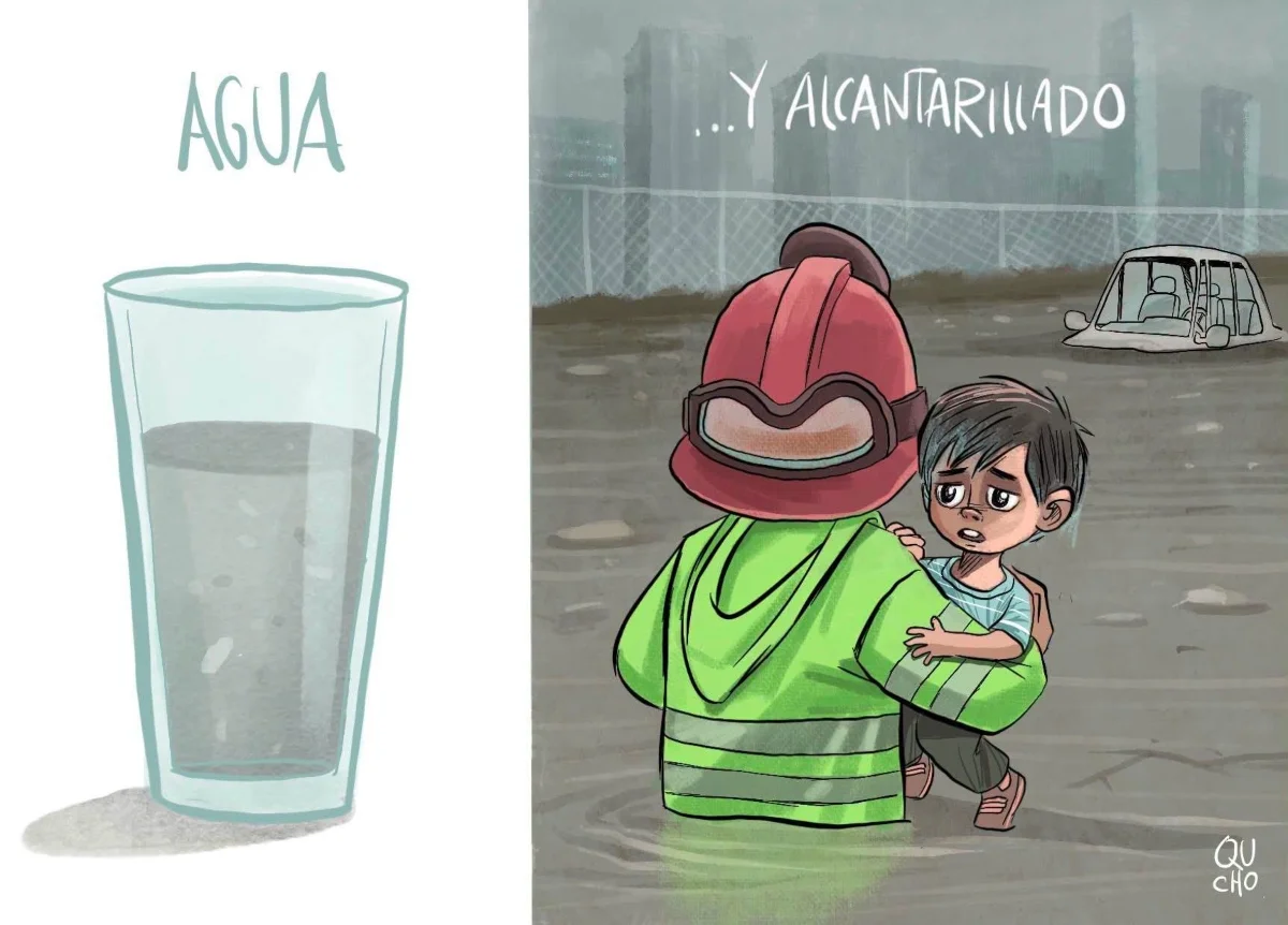 Qucho Monero dedica su cartón a las inundaciones