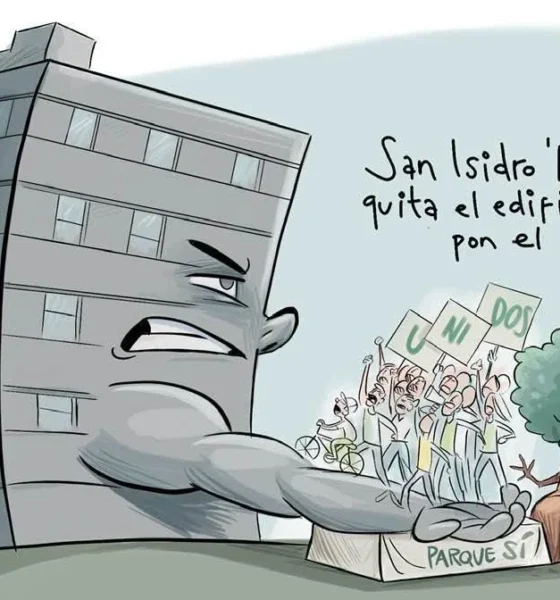 Cartón de Qucho Monero dedicado a Mirador de San Isidro
