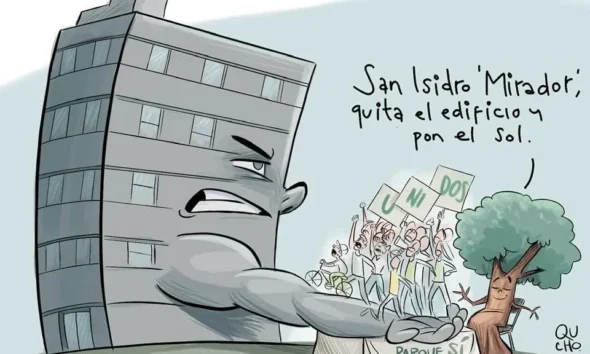 Cartón de Qucho Monero dedicado a Mirador de San Isidro