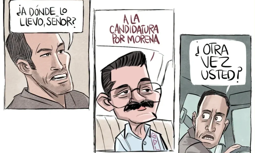 Cartón de Qucho sobre Carlos Lomelí y su intención de buscar otra vez la candidatura de Morena en Guadalajara.