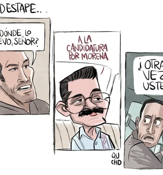 Cartón de Qucho sobre Carlos Lomelí y su intención de buscar otra vez la candidatura de Morena en Guadalajara.