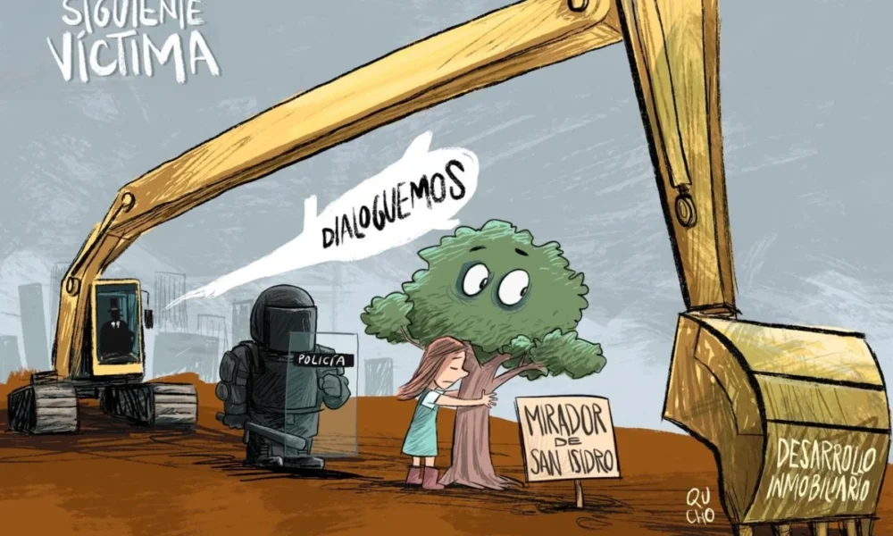 Cartón de Qucho sobre la crisis en Mirador de San Isidro