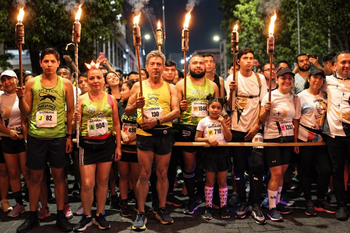 Corredores participan en la Carrera de las Antorchas de Tlaquepaque