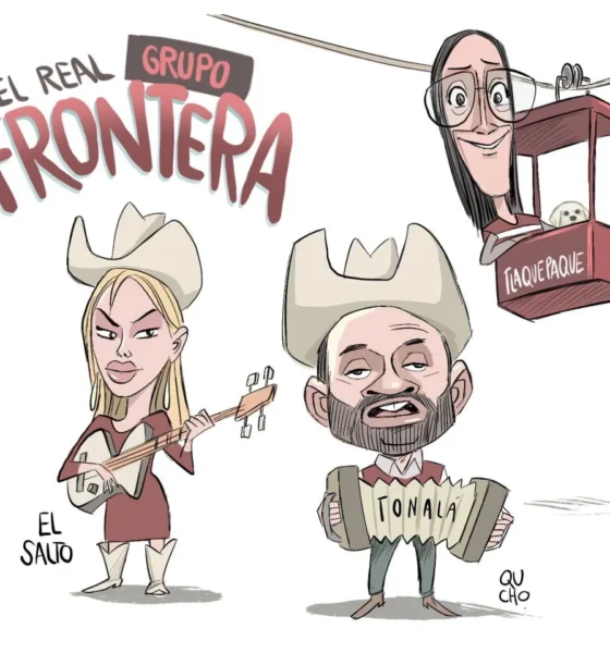 Cartón de Qucho Monero sobre el Grupo Frontera