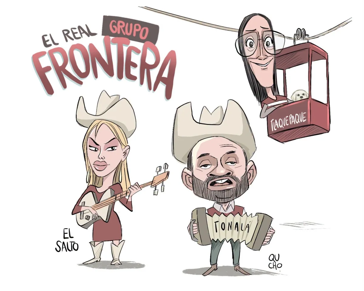 Cartón de Qucho Monero sobre el Grupo Frontera