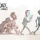 Cartón de Qucho sobre la evolución de la Humanidad