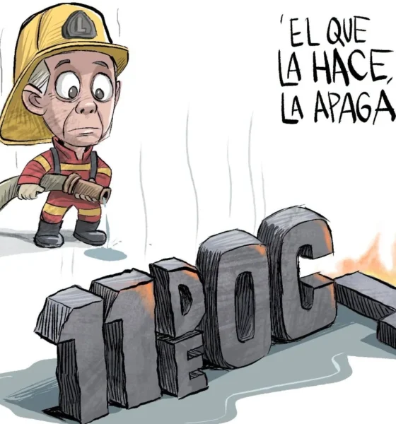 Cartón de Qucho Monero sobre la marcha del 11 de octubre de 2026
