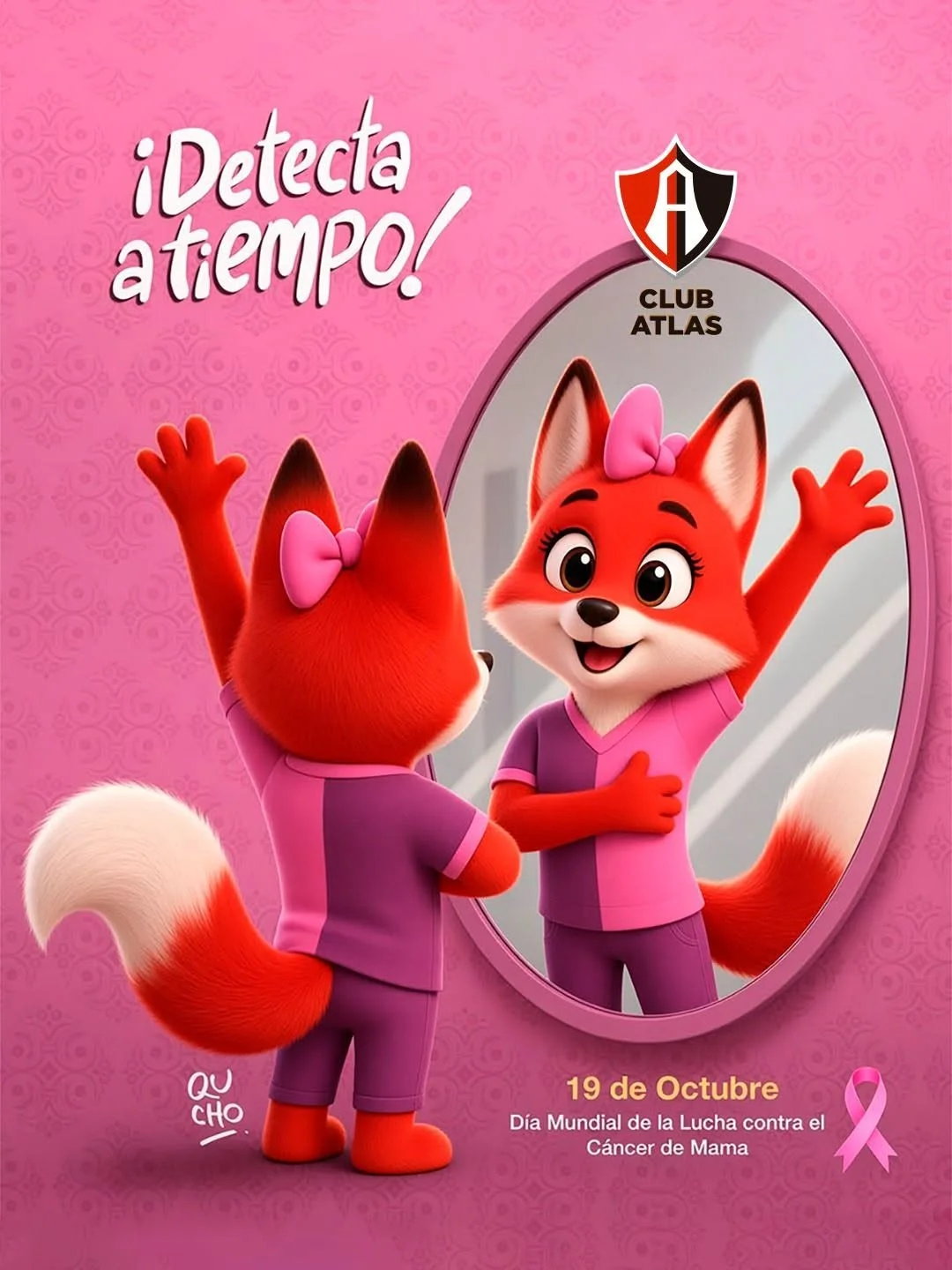 Cartón de Qucho sobre octubre mes de la prevención del cáncer de mama