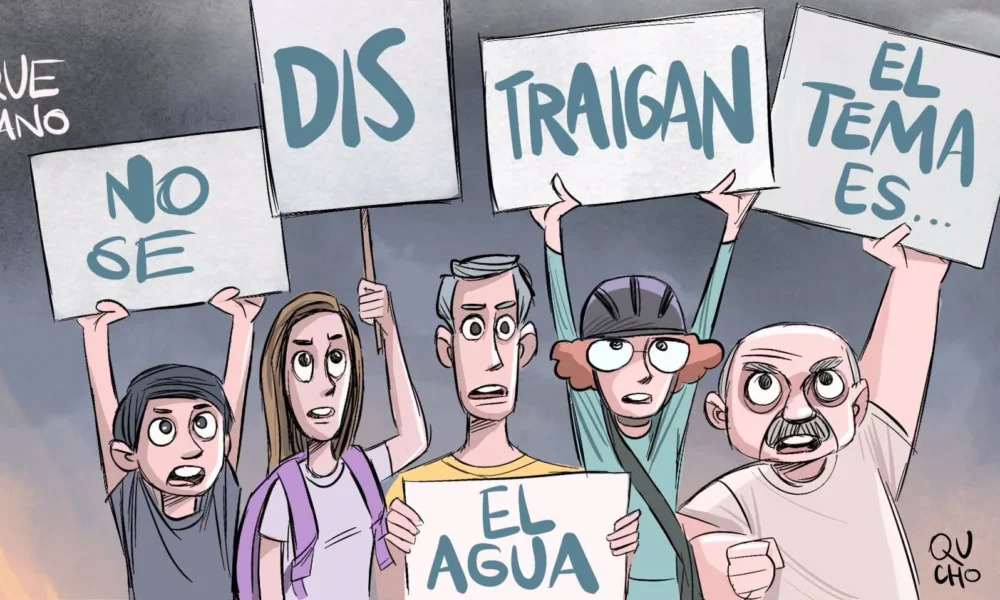Cartón de Qucho Monero sobre la segunda Marcha por la Calidad del Agua en Guadalajara