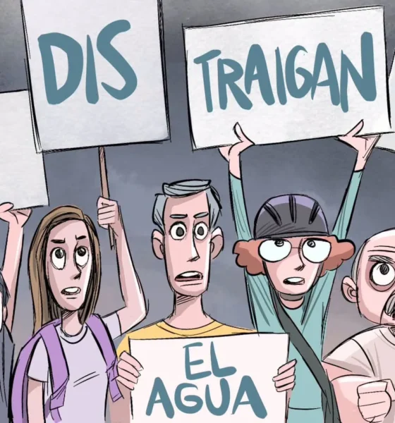 Cartón de Qucho Monero sobre la segunda Marcha por la Calidad del Agua en Guadalajara