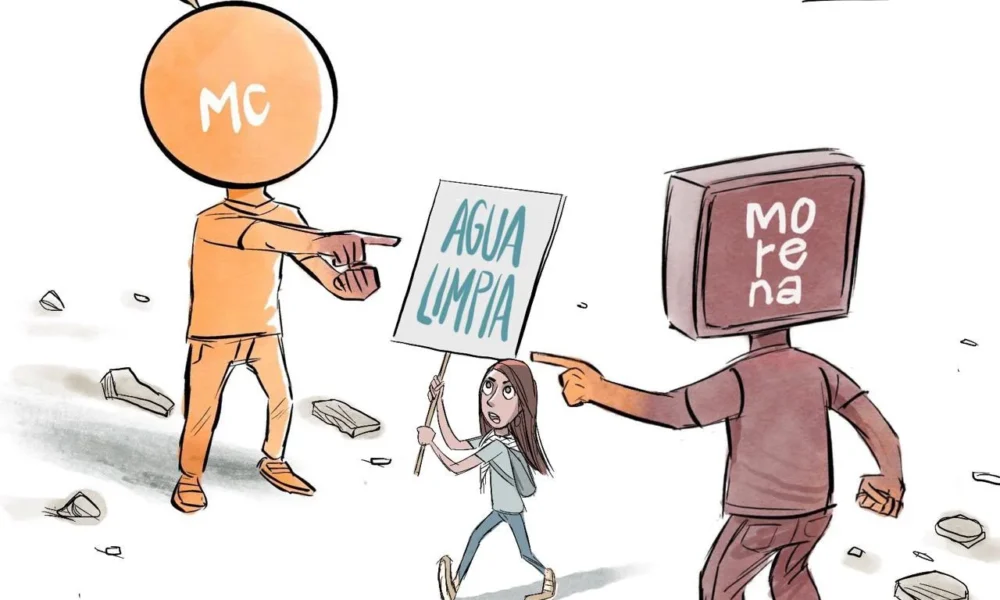Cartón de Qucho Monero sobre los infiltrados en la marcha por la calidad del agua