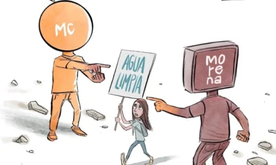 Cartón de Qucho Monero sobre los infiltrados en la marcha por la calidad del agua