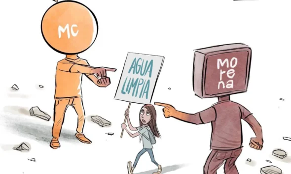 Cartón de Qucho Monero sobre los infiltrados en la marcha por la calidad del agua