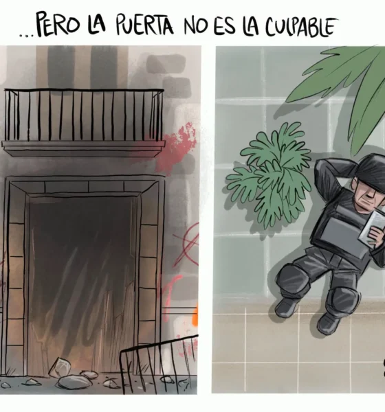 Cartón de Qucho Monero sobre los disturbios en Palacio de Gobierno