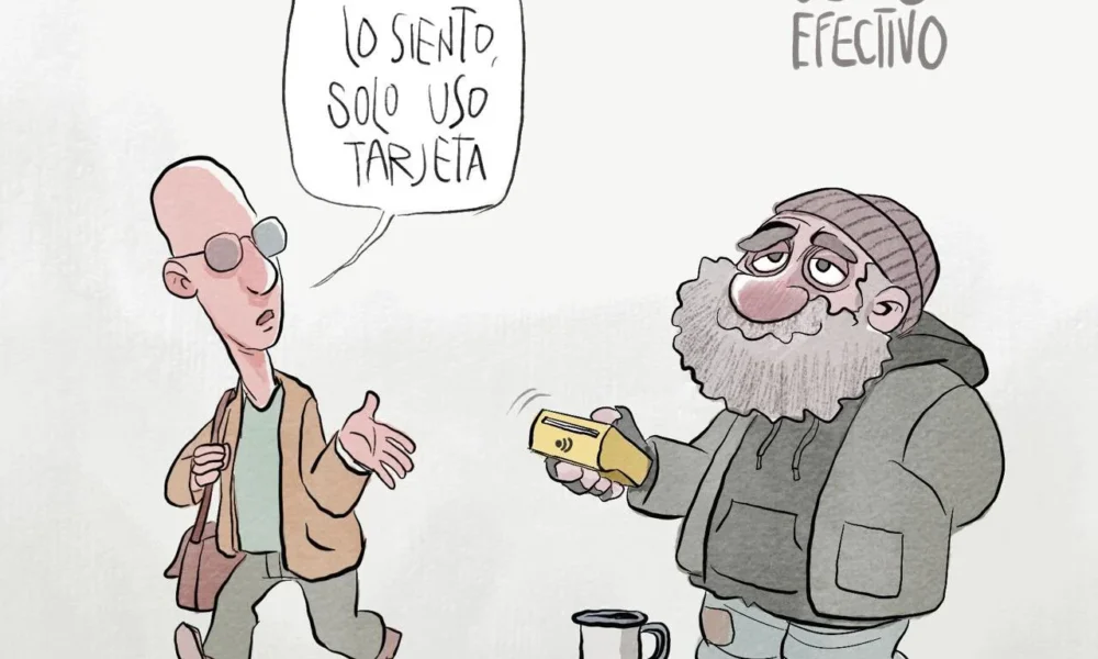 Cartón de Qucho sobre la nueva ley sobre el efectivo en México