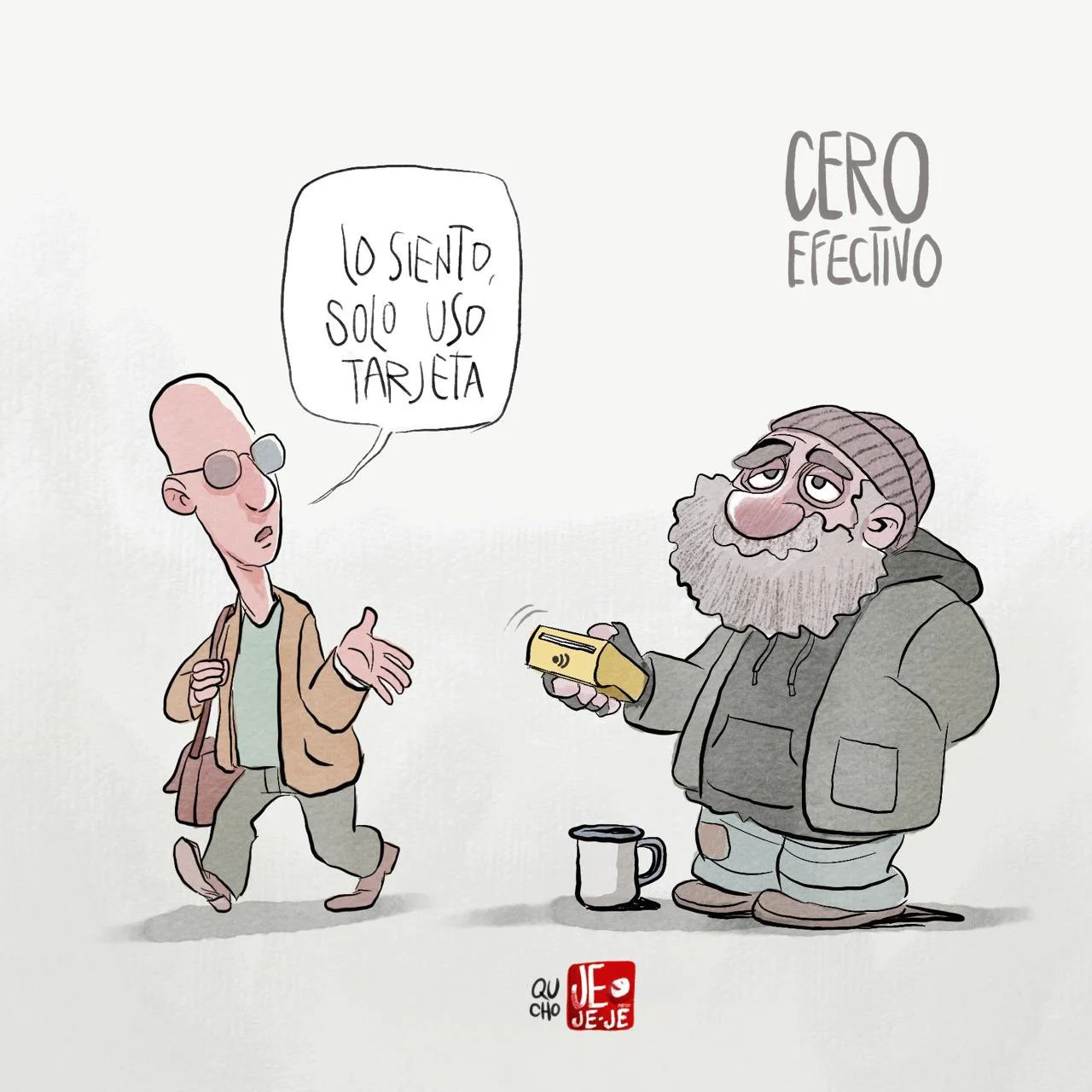 Cartón de Qucho sobre la nueva ley sobre el efectivo en México
