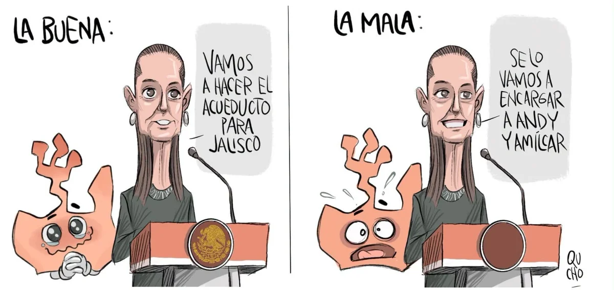 Cartón de Qucho Monero sobra la Presidenta Claudia Sheinbaum